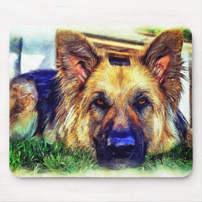 Tyska shepherd Painting Musmatta (Framsidan)