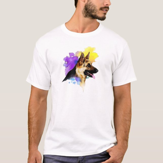 Tyska shepherd Painting T-shirt (Framsida)