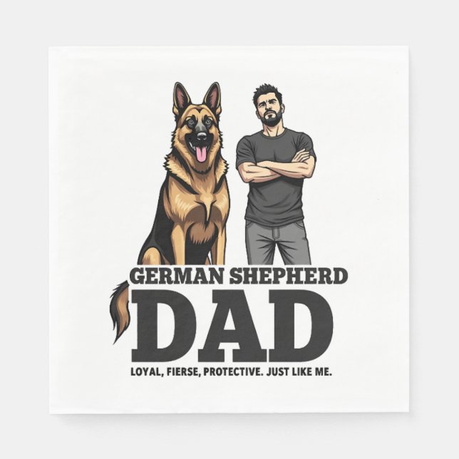 Tyska shepherd Pappa - Loyal. Kraftigt. Skydda. Pappersservett (Framsidan)