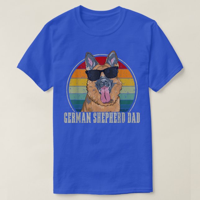 Tyska shepherd Pappa Retro Sunglass 4:e juli F T Shirt (Design framsida)