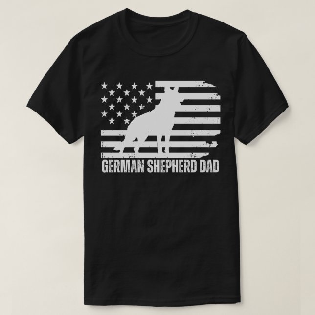Tyska shepherd Pappa USA flagga, Patriotic Hund Fa T Shirt (Design framsida)