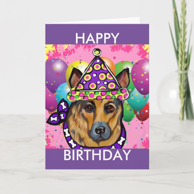 Tyska shepherd Party Hund Helgkort (Framsida)