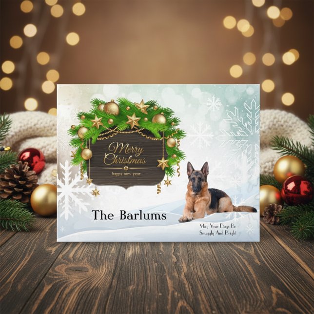 Tyska shepherd Personlig jul Hälsning Helg Vykort (German Shepherd Personalized Christmas Greeting Holiday Postcard)