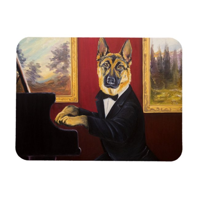 Tyska shepherd | Piano Waltz Magnet (Horisontell)