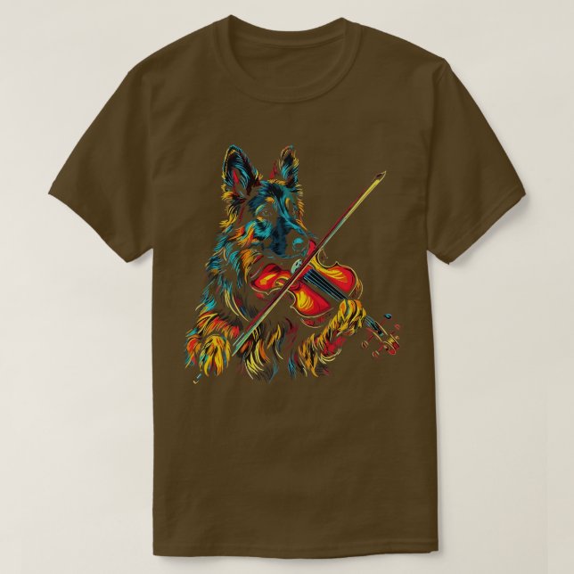 Tyska Shepherd Plut Violin T Shirt (Design framsida)