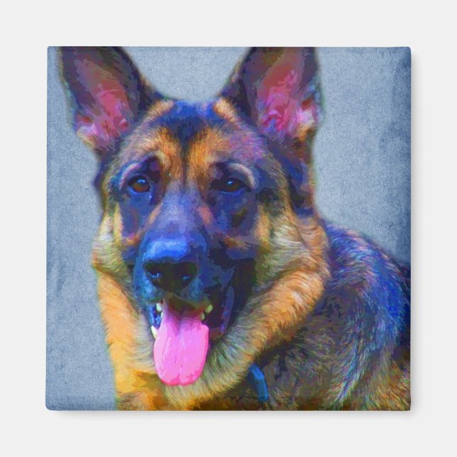 Tyska Shepherd Porträtt Magnets Magnet (Framsidan)