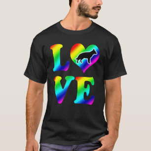 Tyska Shepherd Pridet Rainbow Kärlek T Shirt