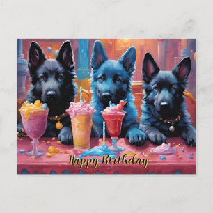 Tyska shepherd Puppies N Milkshakes Birthday Vykort