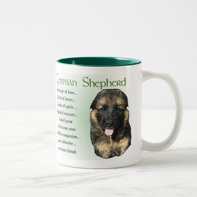 Tyska shepherd Puppy Gifts Två-Tonad Mugg (Höger)