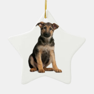 Tyska shepherd Puppy Julgransprydnad Keramik