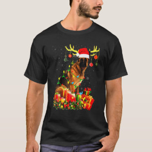 Tyska shepherd Reindeer Santa Hat-julljus T Shirt