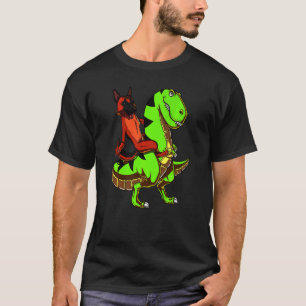 Tyska shepherd Riding Rex Dinosaur Kids Boys T Shirt