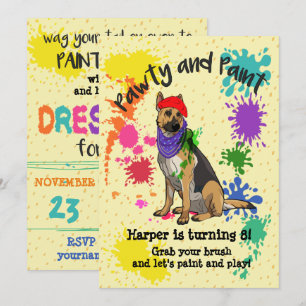 Tyska shepherd Roligt Art Födelsedagsfest inbjudan