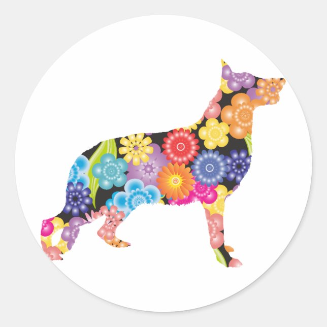 Tyska shepherd runt klistermärke (Framsida)