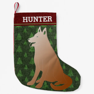 Tyska shepherd Rustic Jul-Hund Liten Julstrumpa