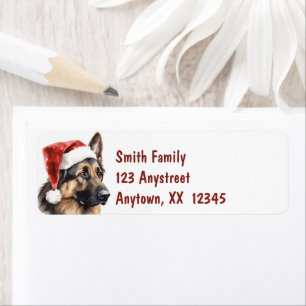 Tyska shepherd Santa Hat Adress Returadress Etikett