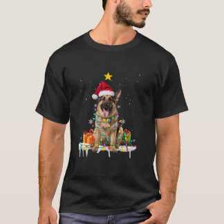 Tyska shepherd Santa Julgran Ljus Julafton B T Shirt