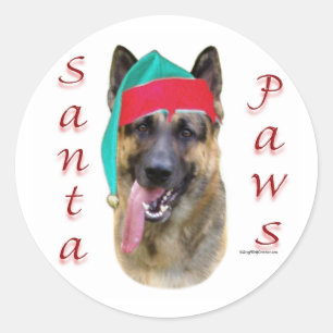 Tyska shepherd Santa Tass Runt Klistermärke