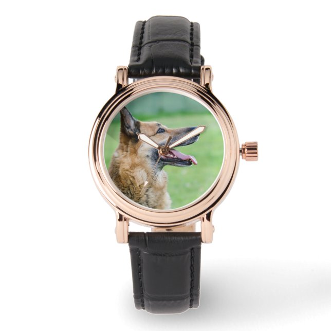 Tyska shepherd Side Porträtt Armbandsur (Framsida)