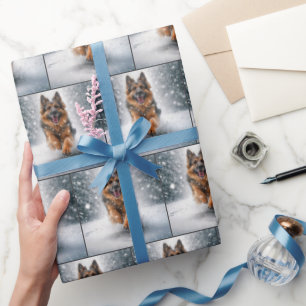 Tyska shepherd som går i Snö Presentpapper