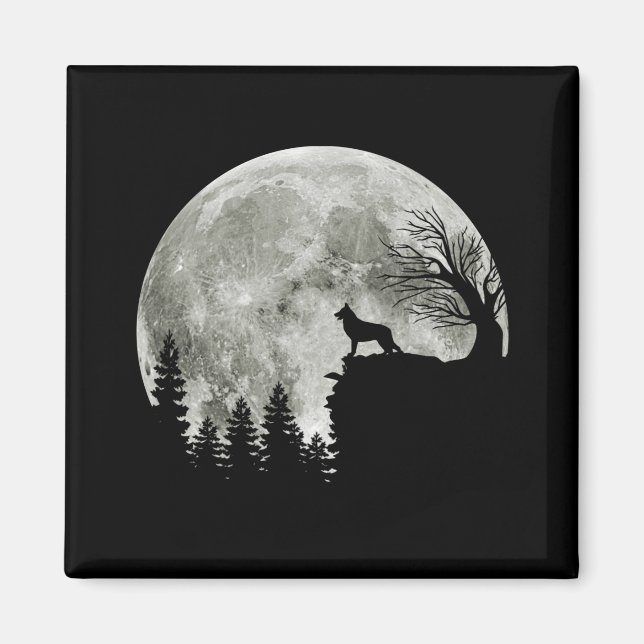 Tyska shepherd Ständiga på Mountain Halloween Magnet (Framsidan)