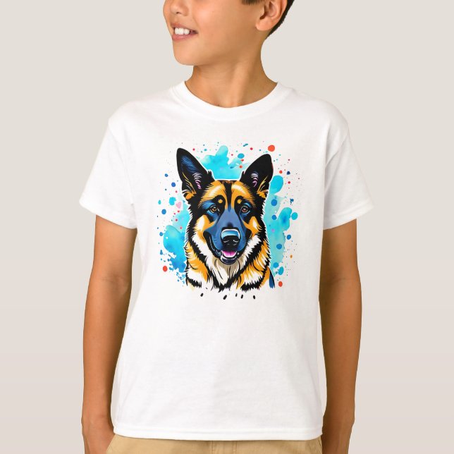 Tyska shepherd Stänk Kids T-Shirt (Framsida)