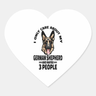 Tyska shepherd Stickers - jag bryr mig bara om min Hjärtformat Klistermärke