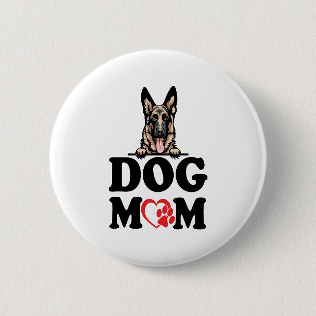 Tyska shepherd Stickers - Tyska Shepherd Hund Mamm Knapp (Framsida)