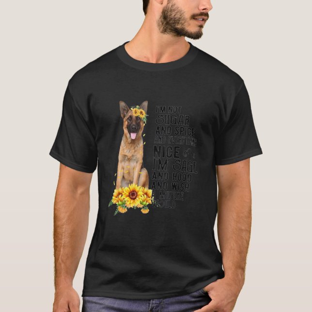 Tyska shepherd Sunblomma Hund Mamma Mamma T Shirt (Framsida)