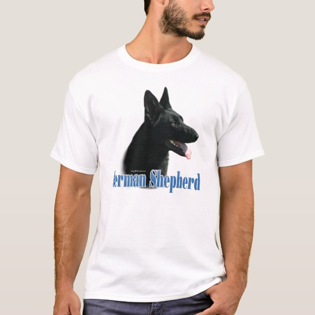 Tyska shepherd (svart) Namn Tee Shirt (Framsida)