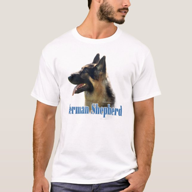 Tyska shepherd (svart/tan) Namn Tee Shirt (Framsida)