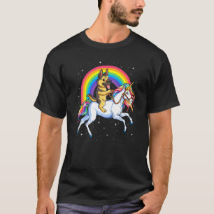 Tyska Shepherd Unicorn Girls Space Galaxy Rainbow T Shirt