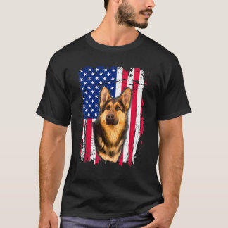 Tyska shepherd Us Flagga 4 juli T Shirt