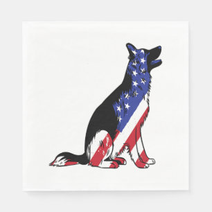 Tyska shepherd USA flagga Patriotic Hund Pappersservett