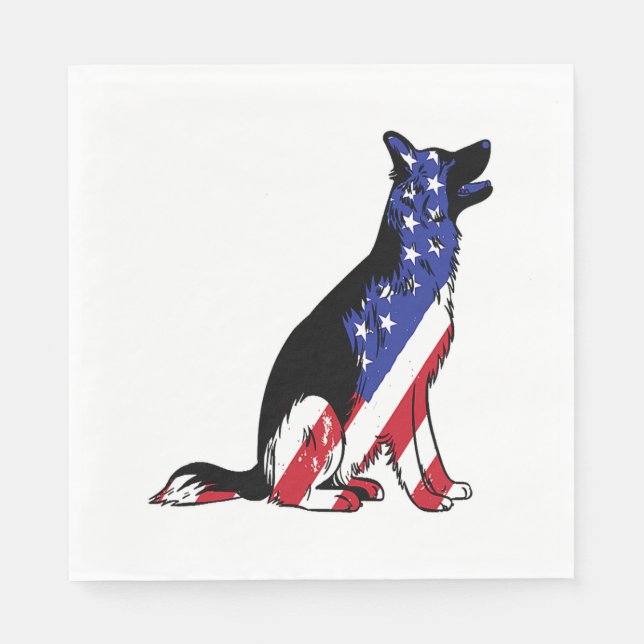 Tyska shepherd USA flagga Patriotic Hund Pappersservett (Framsidan)