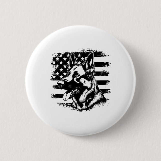Tyska shepherd USA flagga Sungles Patriotic 4:e av Knapp (Framsida)