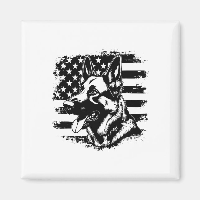 Tyska shepherd USA flagga Sungles Patriotic 4:e av Magnet (Framsidan)