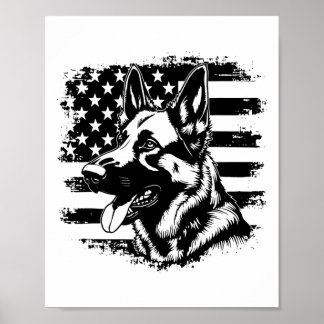 Tyska shepherd USA flagga Sungles Patriotic 4:e av Poster