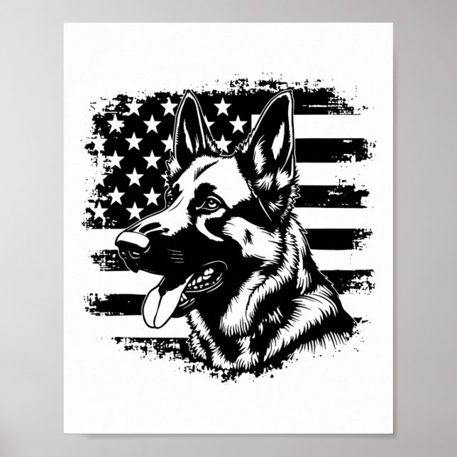 Tyska shepherd USA flagga Sungles Patriotic 4:e av Poster (Framsidan)