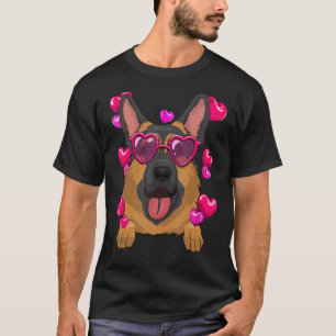 Tyska shepherd Valentines day Heart Glasses Funny T Shirt