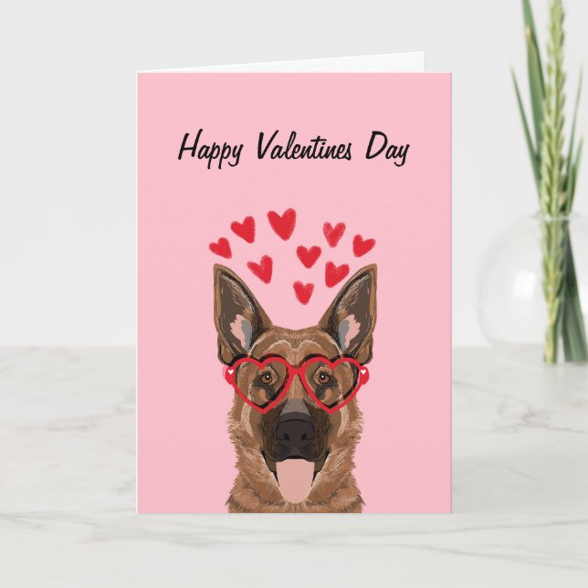 Tyska Shepherd Valentines Kärlek Hund Card Helgkort (Framsida)