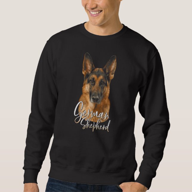 Tyska shepherd Vass Hund Hundar Lång Ärmad Tröja (Framsida)