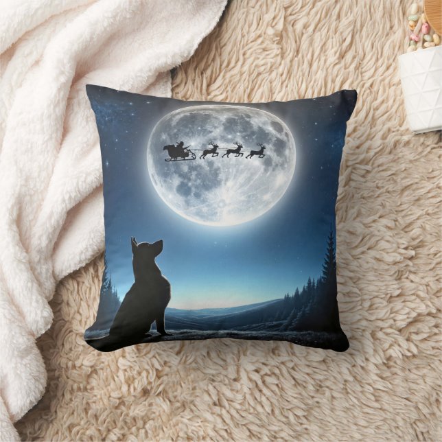 Tyska shepherd Watching Jultomten och Reindeer Kudde (Filt)