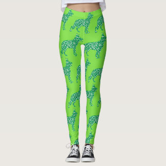 Tyska shepherd with Shamrocks Leggings