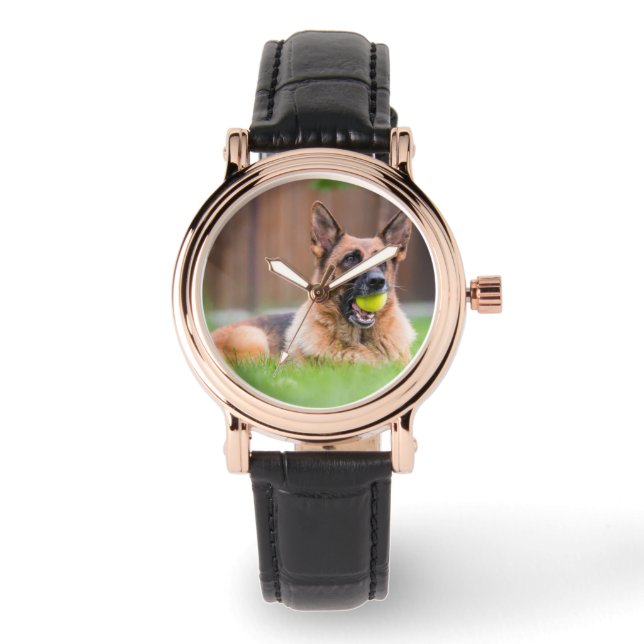 Tyska shepherd With Tennis Boll Armbandsur (Framsida)