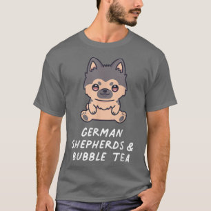 Tyska shepherds & Bubble Tea Kawaii Anime Hund Lov T Shirt