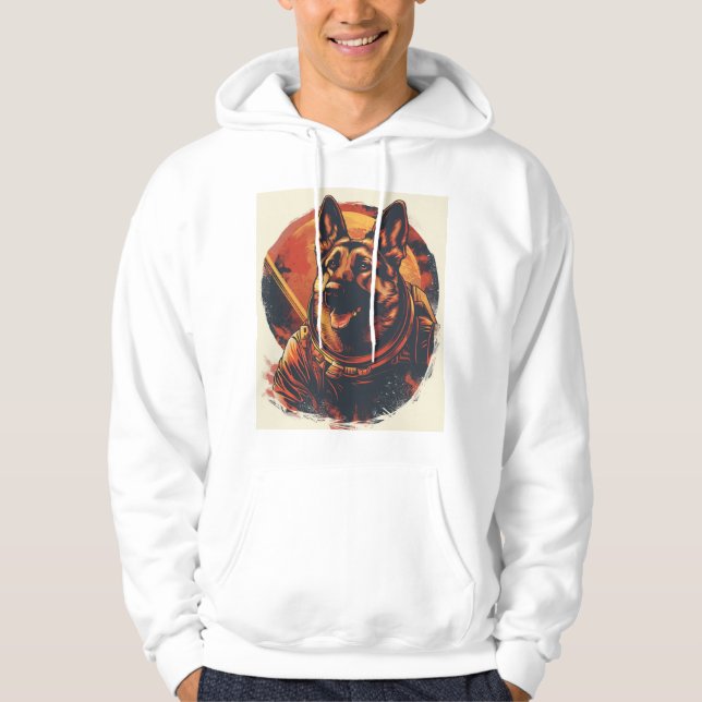 Tyska shepherds Exploring Space Hoodie (Framsida)