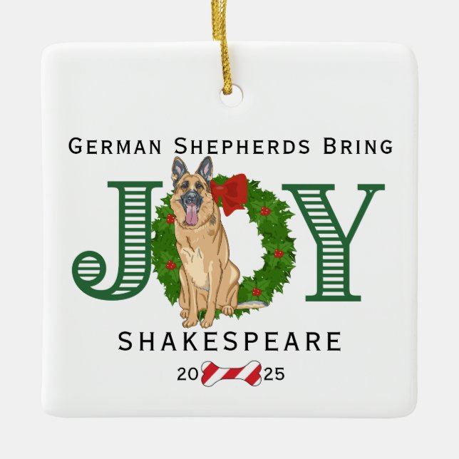 Tyska shepherds-kojerider julgransprydnad keramik (Framsida)