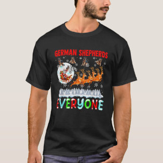 Tyska shepherrar för alla Julafton Santa Sleigh Re T Shirt