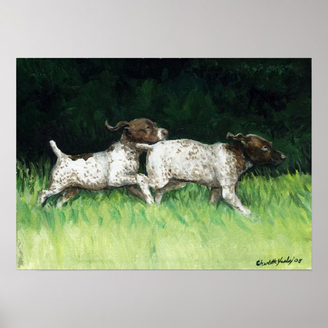 Tyska Shorthair Pointer Puppies Art Poster (Framsidan)